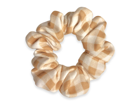 beige gingham scrunchie