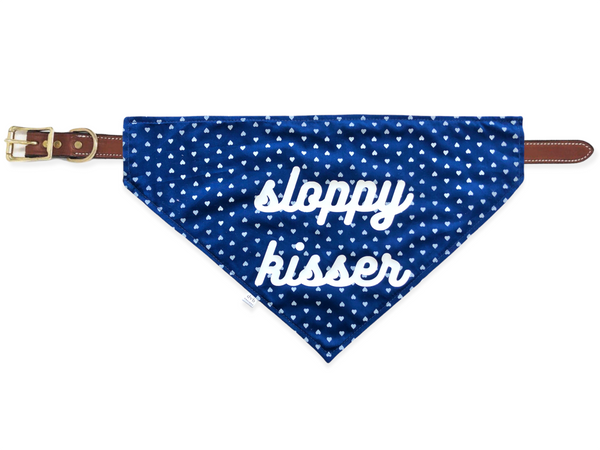 navy hearts pet bandana