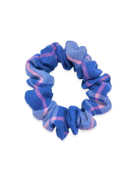 blue & pink flannel scrunchie