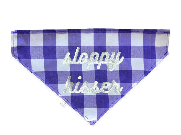 purple gingham pet bandana