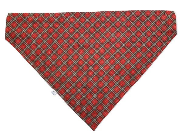 red & green plaid pet bandana