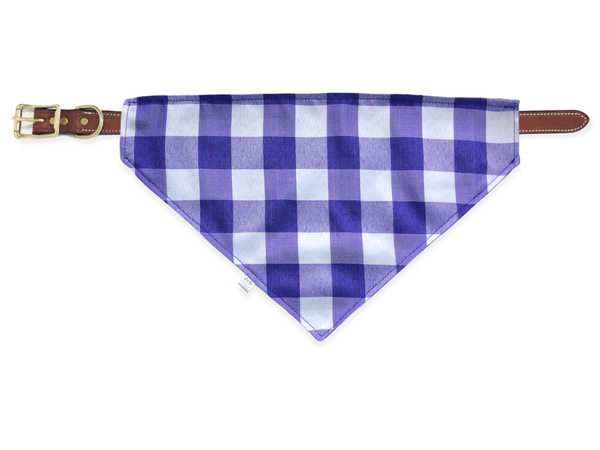 purple gingham pet bandana