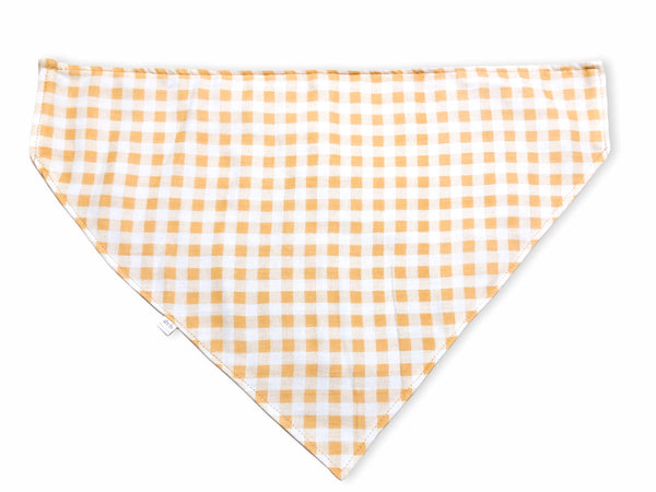 beige gingham pet bandana