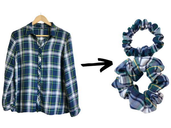 navy & green plaid scrunchie