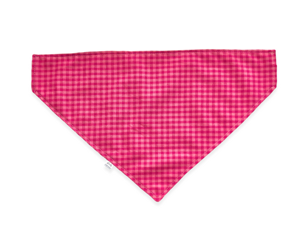 pink gingham pet bandana