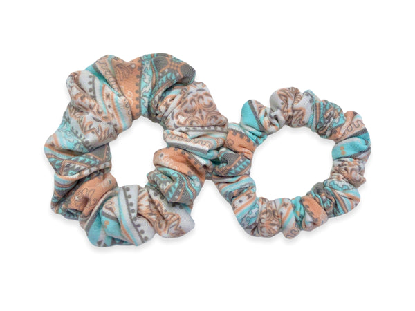 teal & peach scrunchie