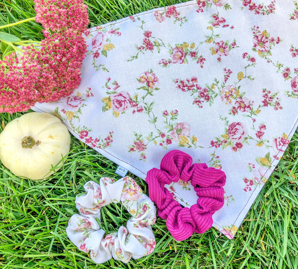 burgundy floral pet bandana
