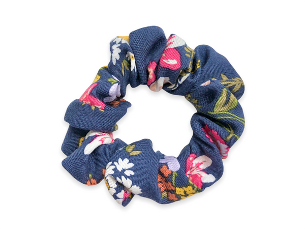 navy floral scrunchie