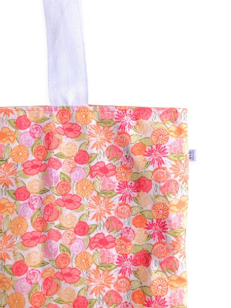 orange & pink floral market bag