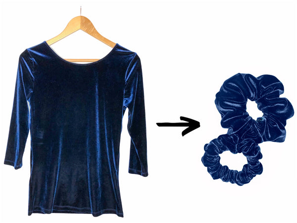 navy velvet scrunchie