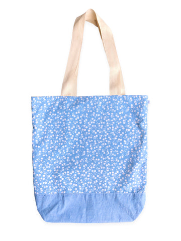 blue floral market bag