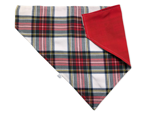 red & white plaid pet bandana