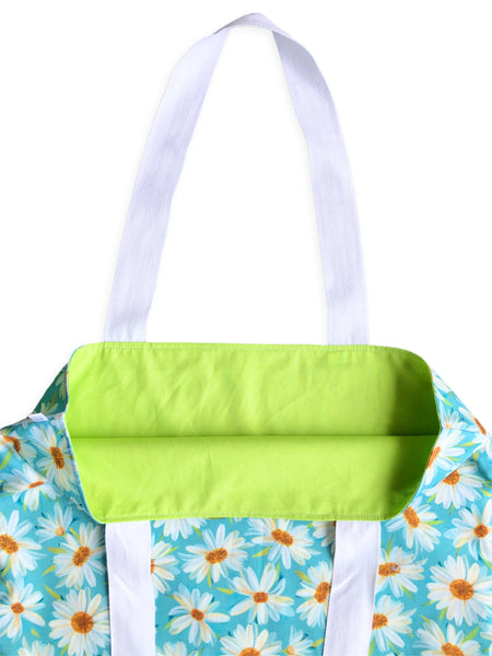 teal floral market bag