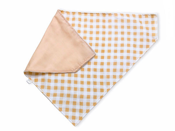 beige gingham pet bandana