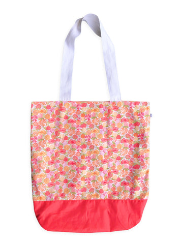 orange & pink floral market bag