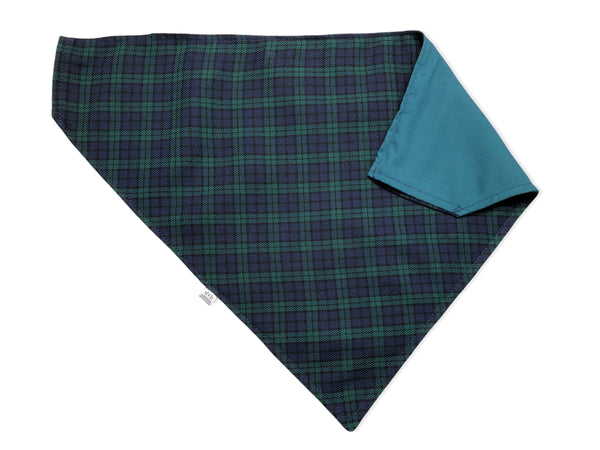 navy & green tartan pet bandana