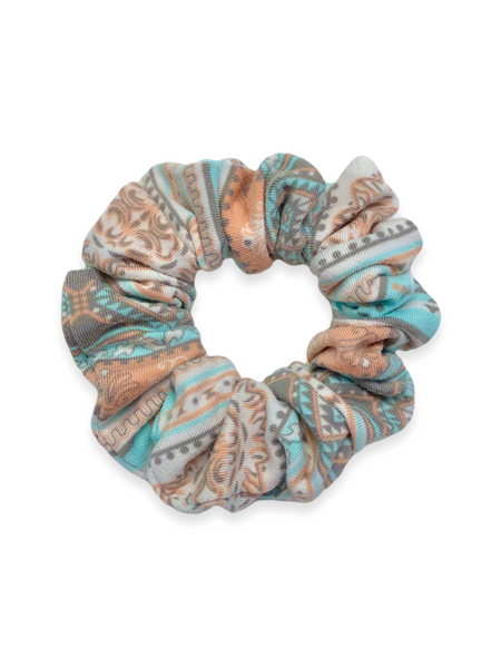 teal & peach scrunchie