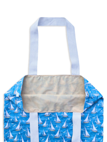 blue sail boat market bag