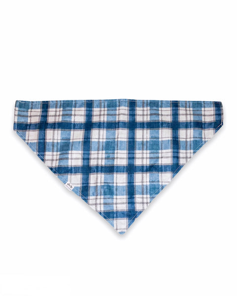 blue plaid pet bandana