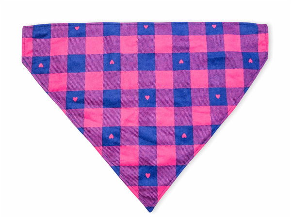 pink & navy flannel pet bandana