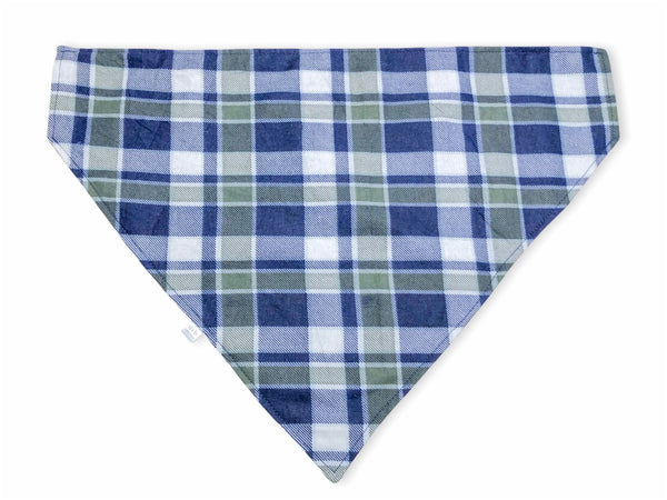 navy & green flannel pet bandana