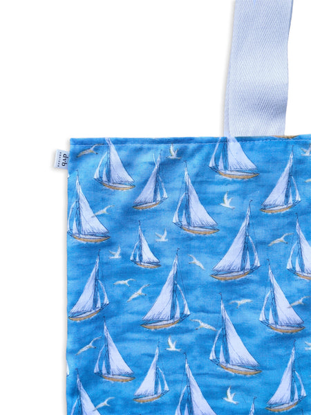 blue sail boat market bag