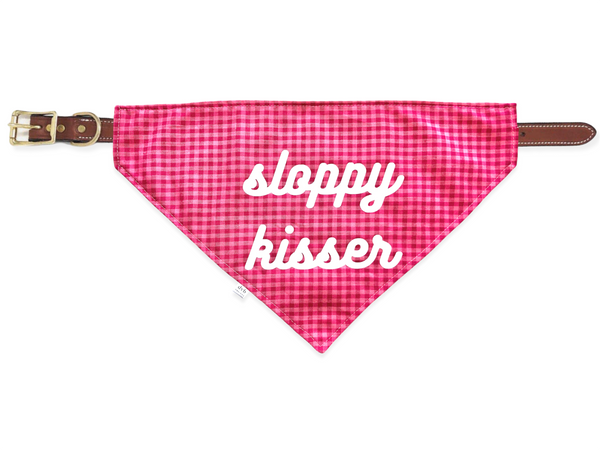 pink gingham pet bandana